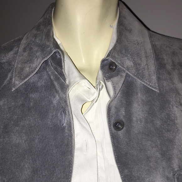 Light grey suede collared button up shirt jacket size xs - Picture 8 of 8